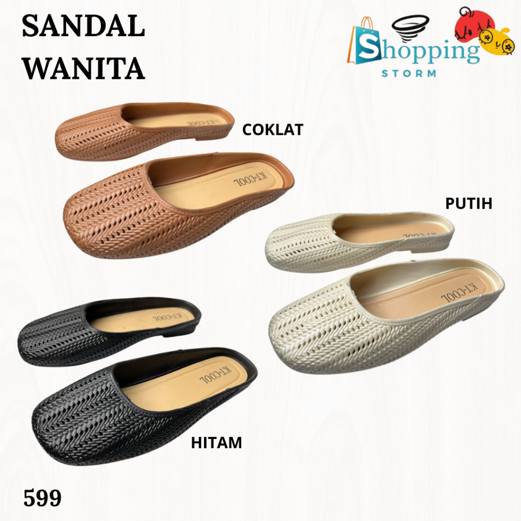 Sandal Selop Slip On Sandal Wanita Karet Jelly Sandal Bustong Wanita - 599