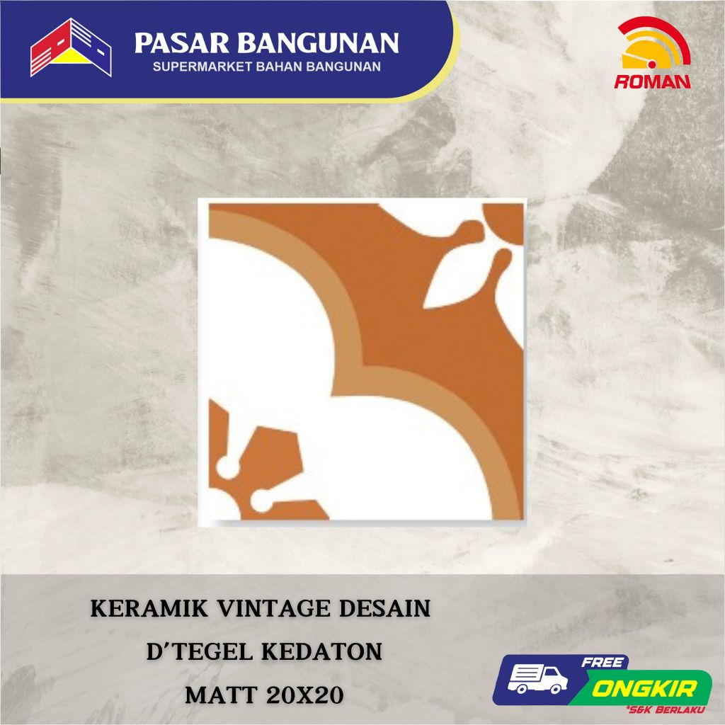 Keramik Tegel Motif Vintage ROMAN d'Tegel 20x20 Grade A Archipelago Series