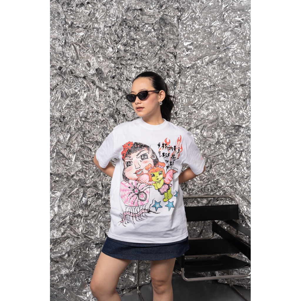 T-SHIRT “WOMENHOOD MONSTERS” MADE WITH CRAYON FROM JAKARTA KIKUK