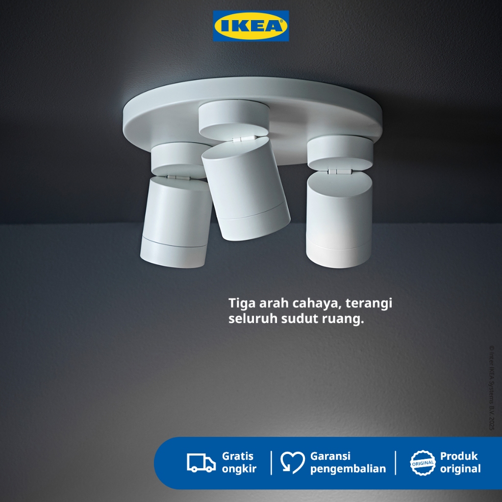 IKEA NYMANE Lampu Sorot Plafon Dengan 3 Tempat Putih