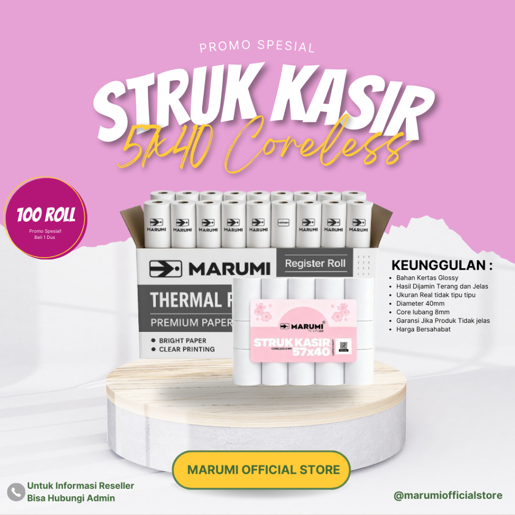 Kertas Struk Thermal EDC 58x40 57x40 58 / 57 x 40 mm 58x40mm 57x40mm