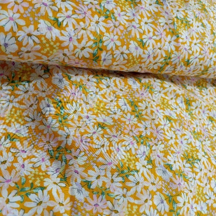 New Kain Katun Rayon Viscose Uniqlo Premium Import ll Motif Bunga