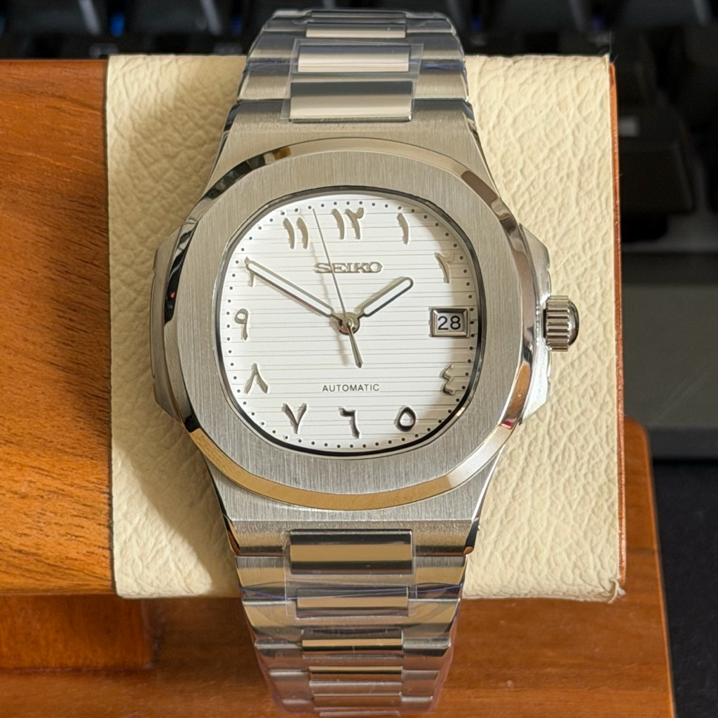 Jam Tangan Pria Seiko Nautilus White Arabic NH35 Automatic Exclusive Built