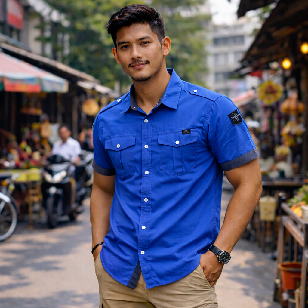 Ernamarket Kemeja Kerja Lengan Pendek Pria / Kemeja Proyek / Baju Lapangan / Katun Tebal