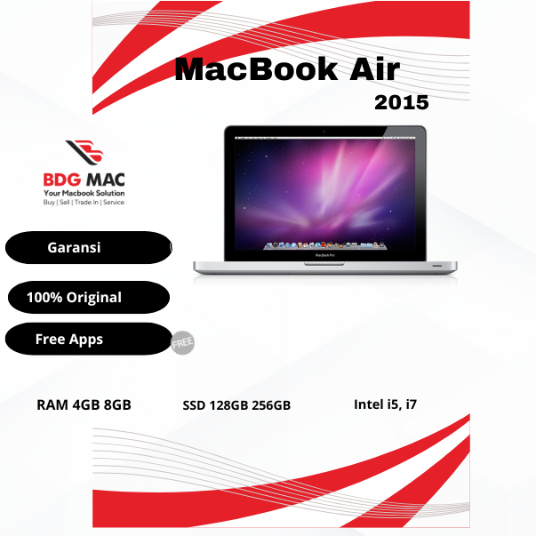MacBook Air 2015 13 inch Ram 4GB 8GB SSD 128GB 256GB Fullset Second Original