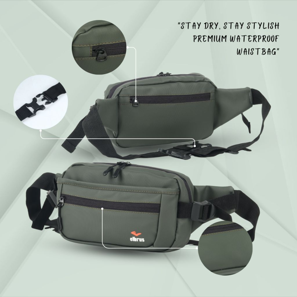 Tas Waistbag Pria Warna Hijau Army Bahan Bimo Premium