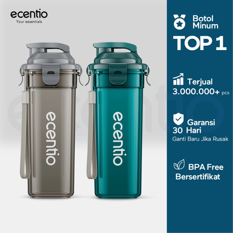 ecentio botol minum Portable 500ml aesthetic Olahraga bottle tail benning Anti Bocor botol plastik d