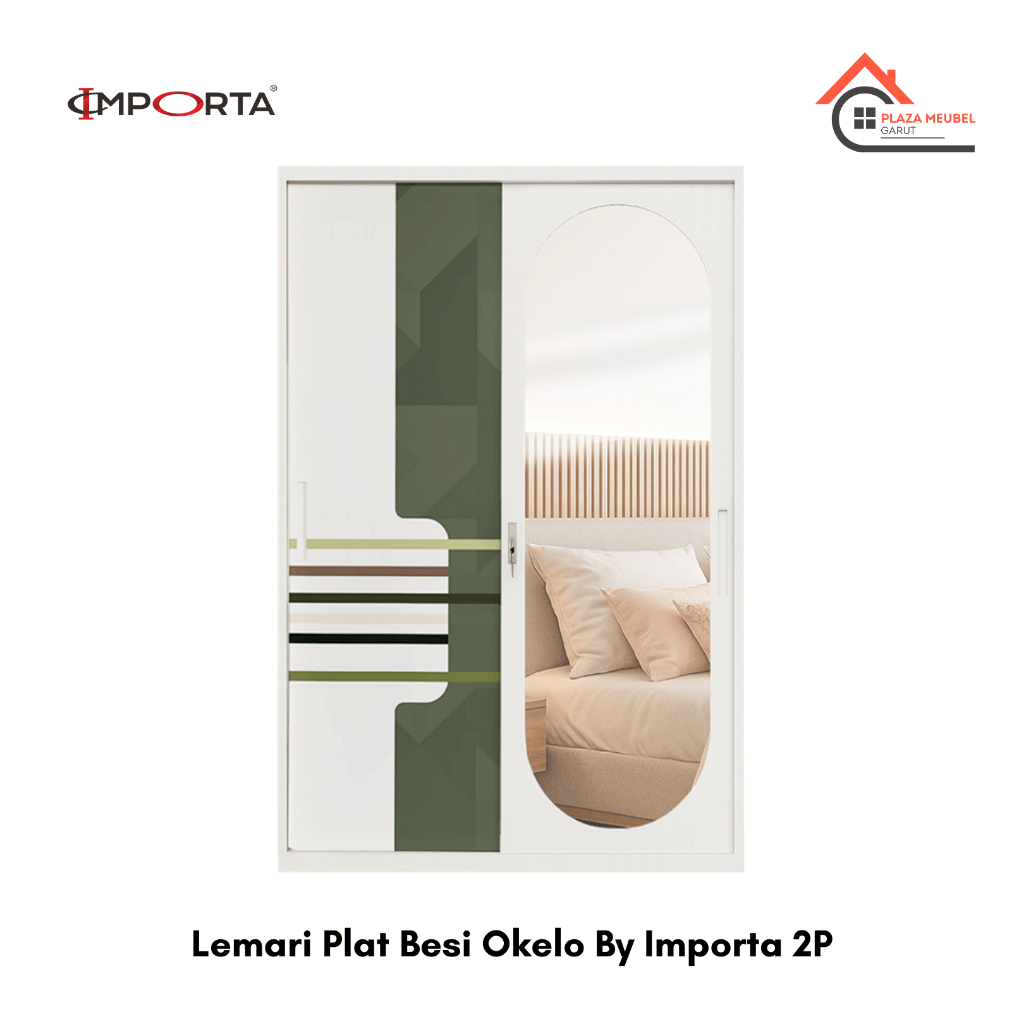 Lemari Plat Besi Okelo Importa 2 Pintu – Lemari Pakaian Kuat & Minimalis