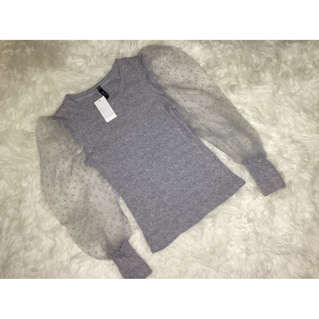 Baju Wanita Sifon Renda Lengan Panjang Balon