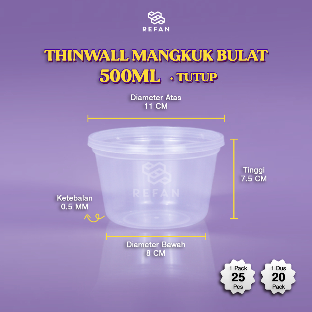 Thinwall Mangkok Bulat 500 ml Mangkok - Thinwall Roundbowl 500ml
