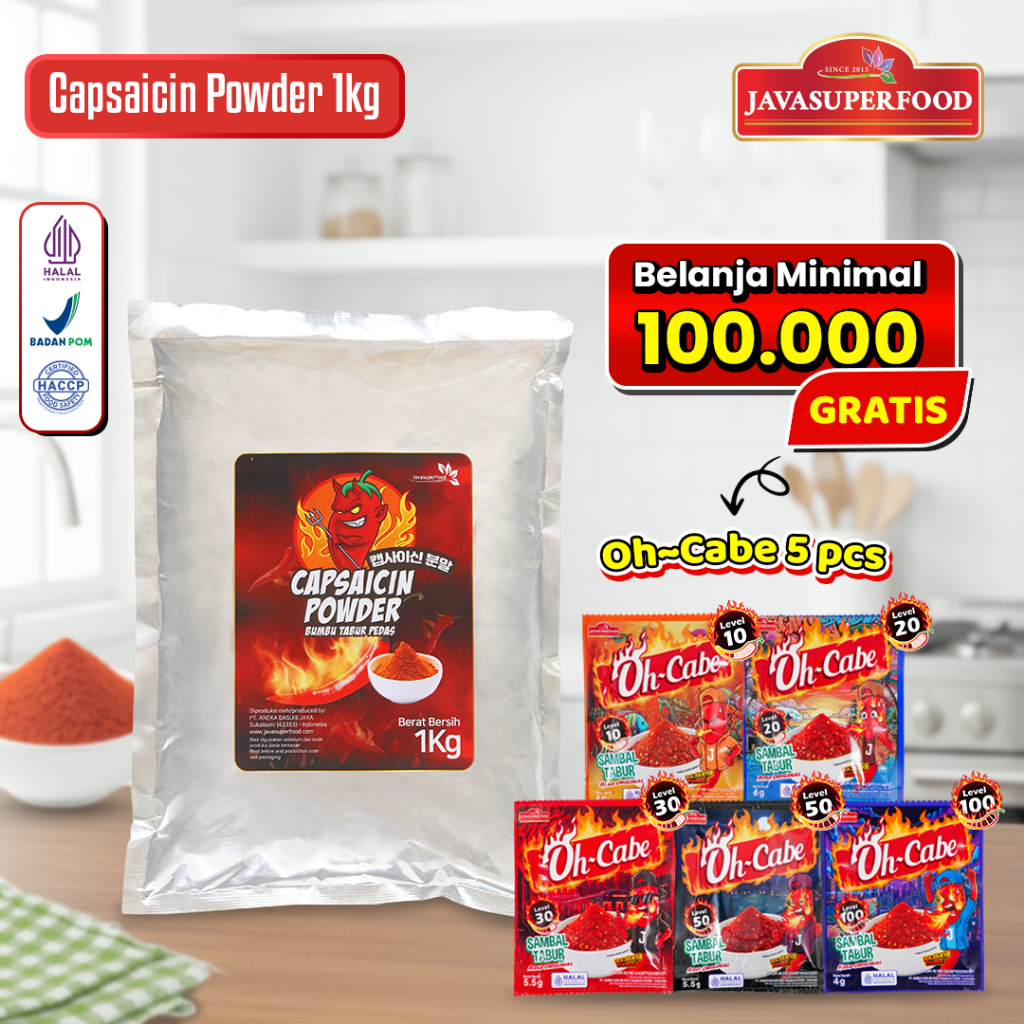 Bubuk Cabe Super Pedas / Bubuk Cabe Pedas / Cabe Bubuk / Bubuk Cabai Kering / CAPSAICIN 1KG