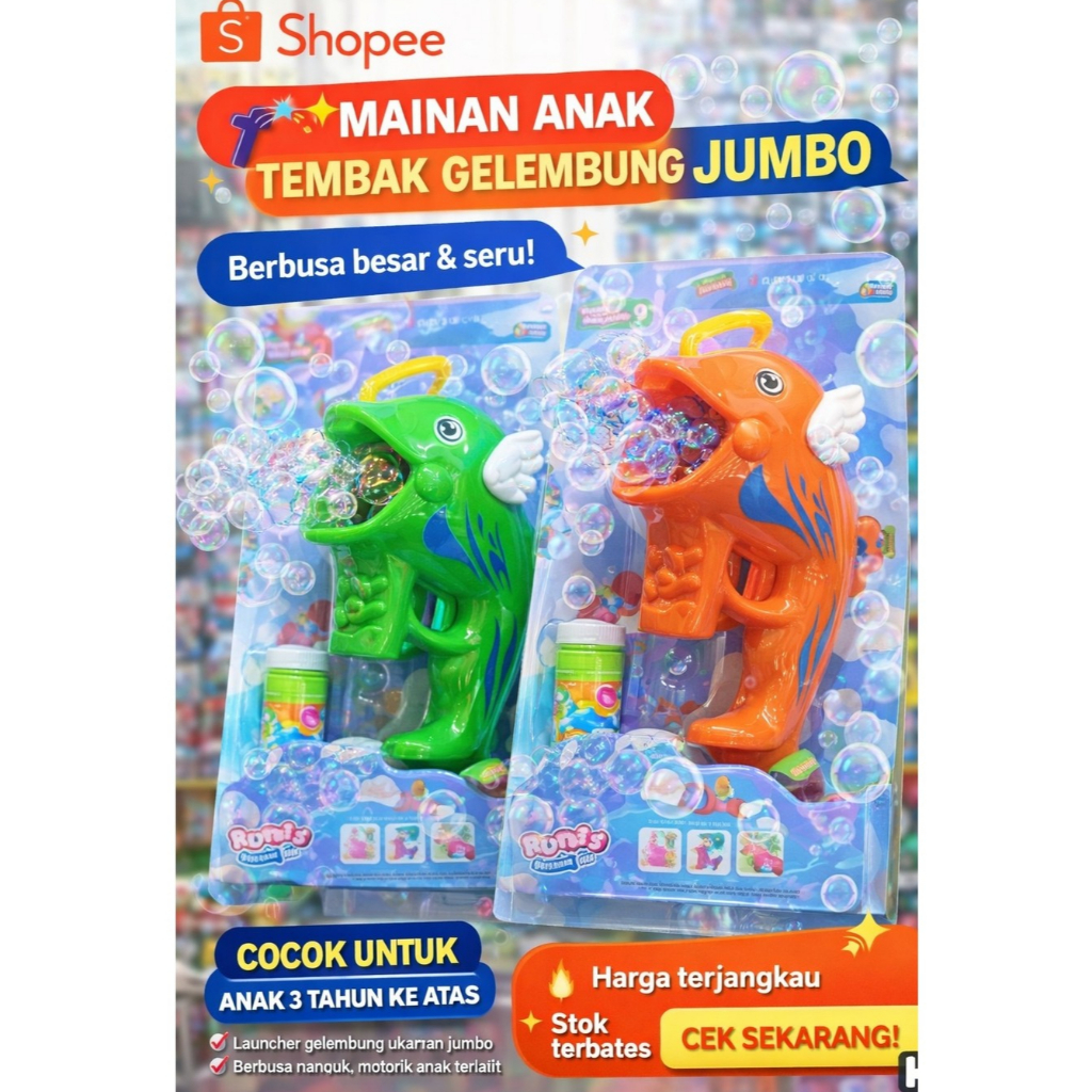 Mainan anak tembak gelembung karakter ikan