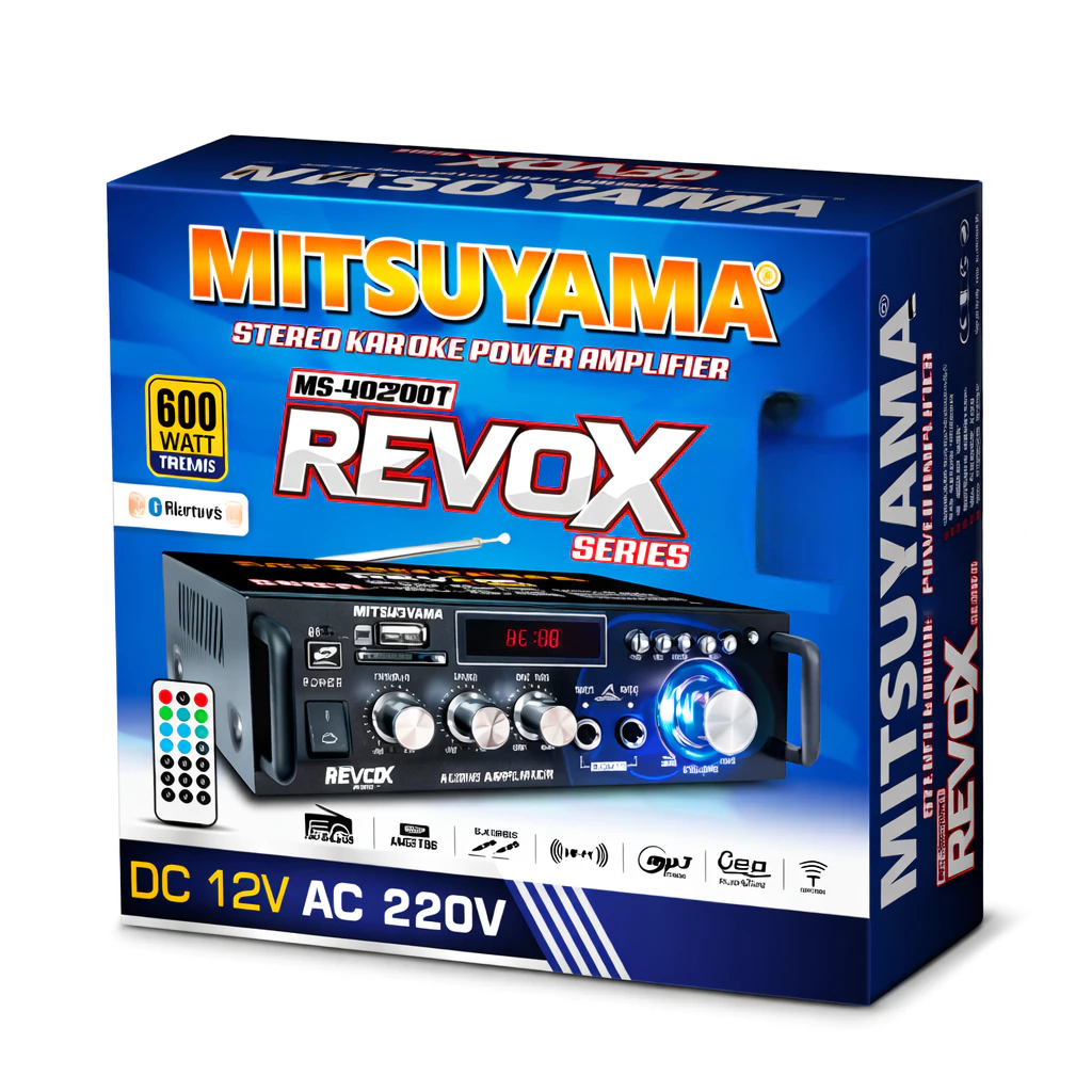TERMURAHH Power Amplifier Pengeras Suara Stereo Karaoke | MITSUYAMA MS-4020BT REVOX , Daya 600Wat , 