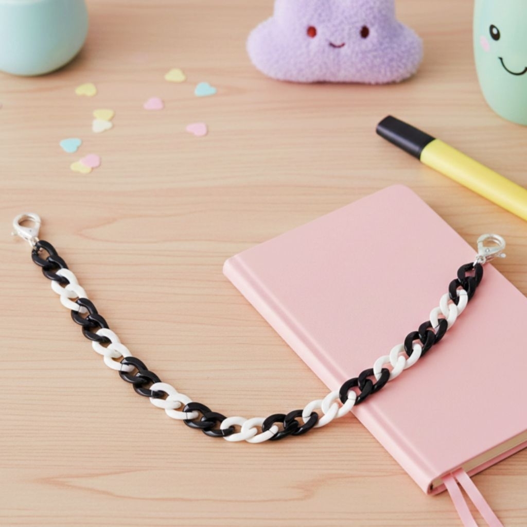 BAG STRAP RANTAI HITAM PUTIH / GANTUNGAN TAS / GANTUNGAN CELANA JEANS