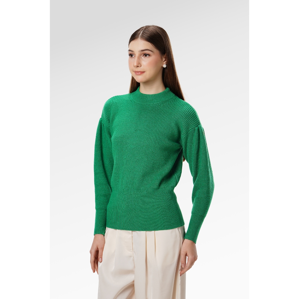 Benang Jarum - Sweat Shirt With Puff Sleeve - Emerald