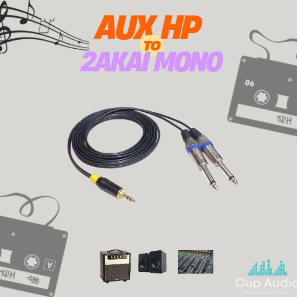 Kabel jack Aux hp To 2 Akai Mono