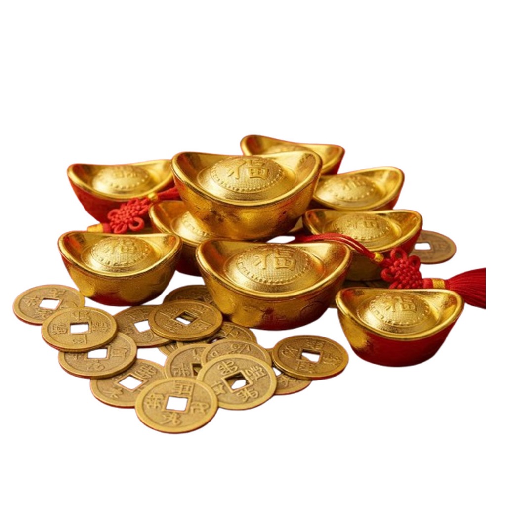 Dekorasi Imlek Yuan Bao Kecil 3,8 Cm Isi 12 | Yuanbao Besar 8,5 Cm Isi 4 | Koin Emas 3,2 Cm Isi 20 B