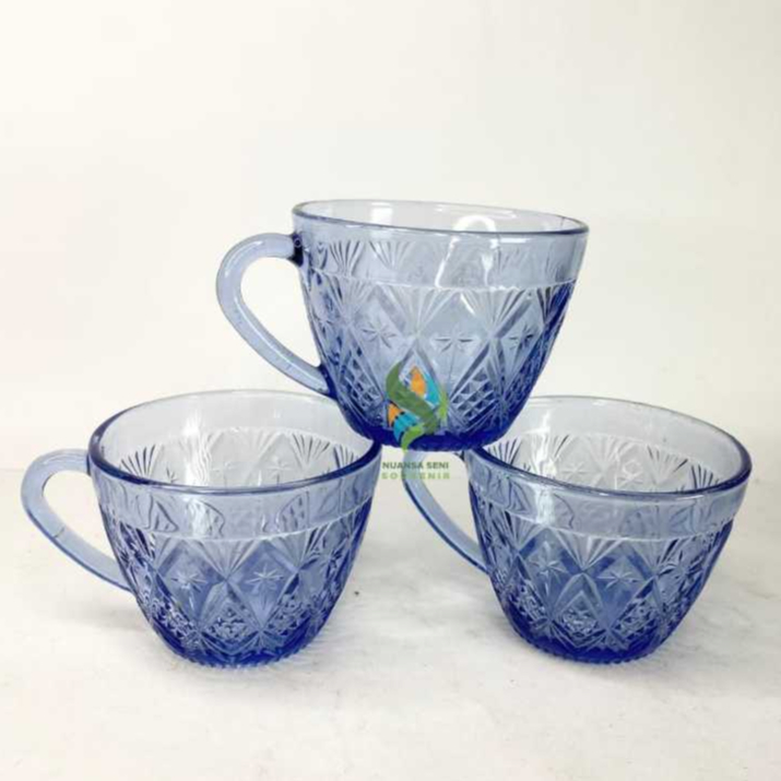 Souvenir Cup Teh Gagang Kaca BBC Mug Minum Tumbler Kopi Vintage Bening Polos