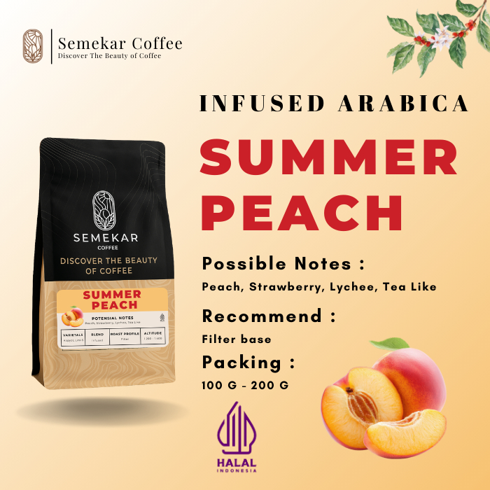 Semekar Coffee - Biji Bubuk Kopi Arabika Summer Peach Natural Anaerob Infused Specialty Roasted