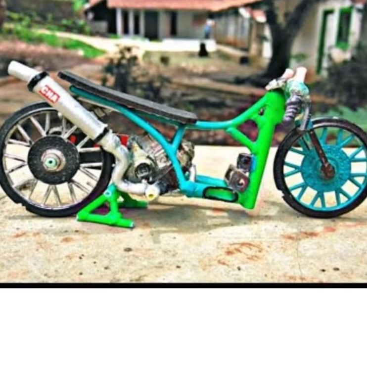 diecast miniatur motor drag honda beat karbu sudah ada kenalpot tambahan dua buah