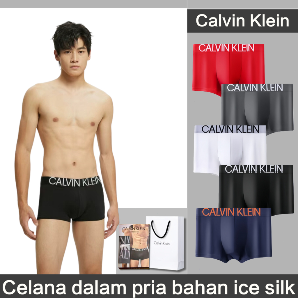 Celana Dalam Pria Ice Silk Calvin Klein – Celana Boxer Pria CK – Adem Nyaman dan Bernapas – 3 pack