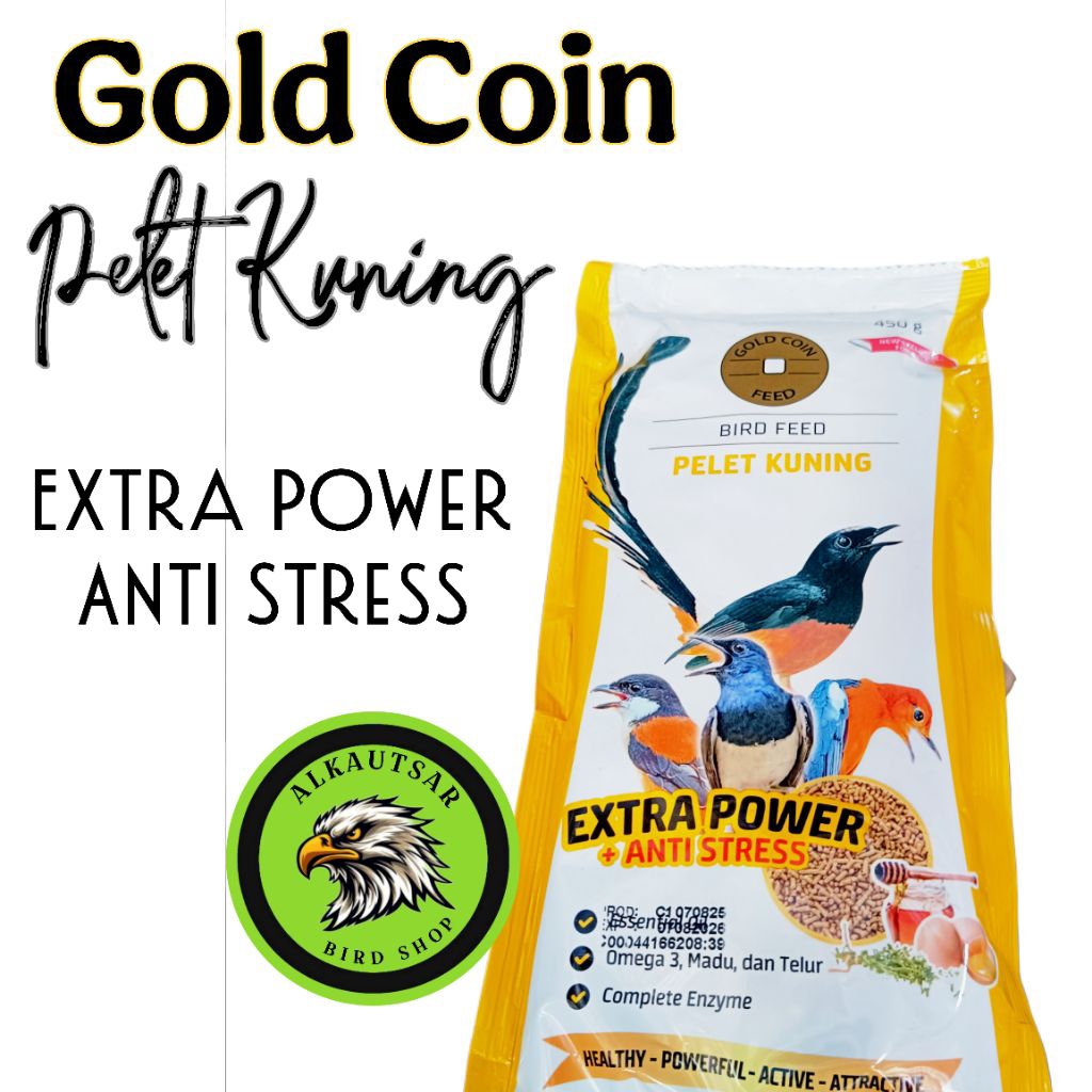 GOLD COIN PELET KUNING 450gr PAKAN BURUNG MURAI GOLD COIN MURAI KUNING PAKAN MURAI BERKUALITAS