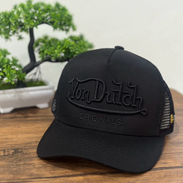 VONDUTCH topi trucker cap full black 1731 NEW ORIGINAL 100%