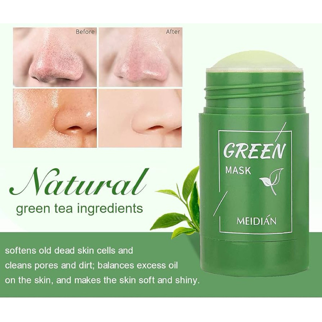 MEIDIAN Green Tea Clay Mask Stick Masker Teh Hijau untuk Komedo Cleansing Facial Stik