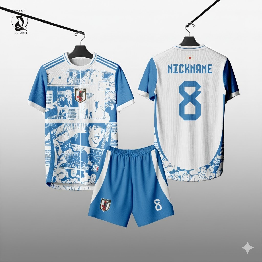 Jersey/Baju Custom Nama Dan Nomor Special Anime CAPTAIN TSUBASA PUTIH BIRU, Cowok/Cewek, Dan Anak-An