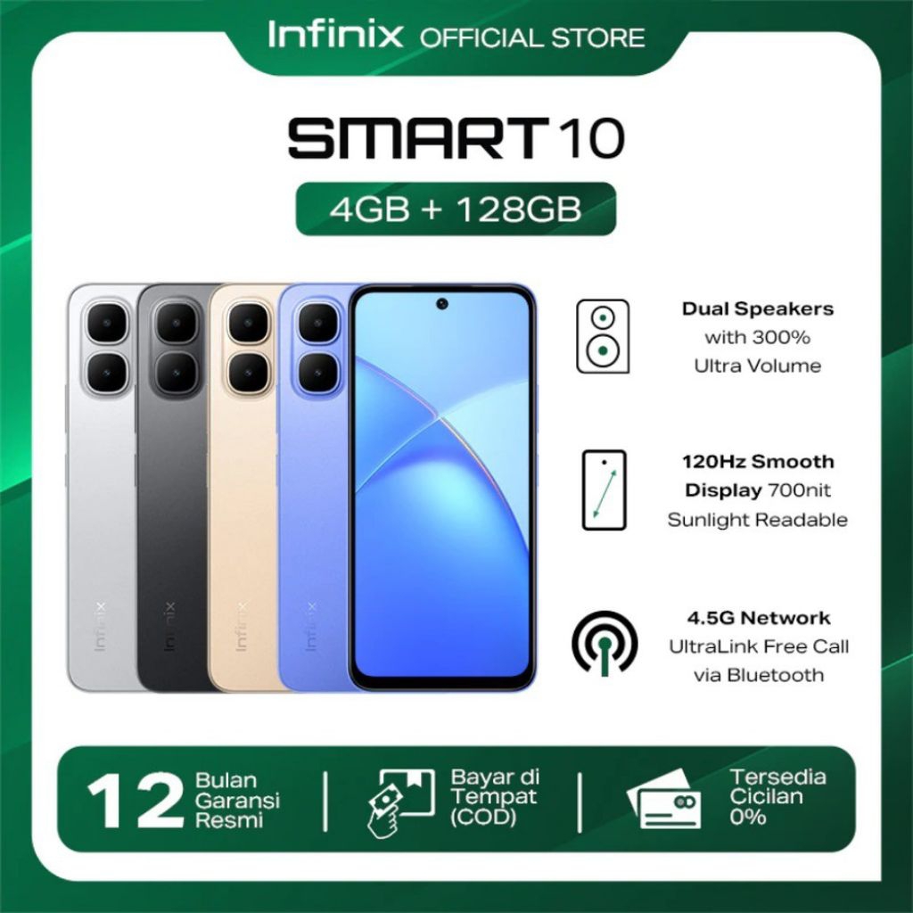 INFINIX SMART 10 ram 4/64GB ram 4/128GB GARANSI RESMI INFINIX