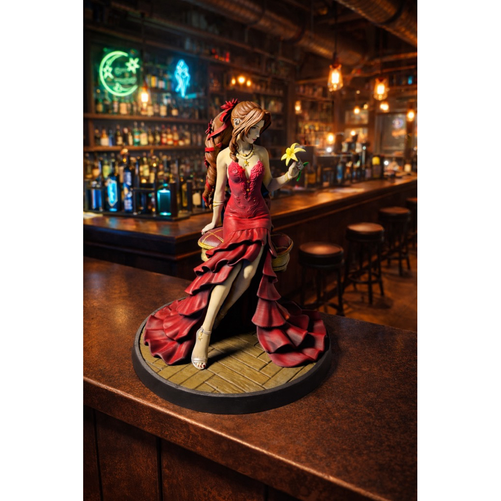 Figure resin Aerith dari FF7 remake. Painted dan unpainted