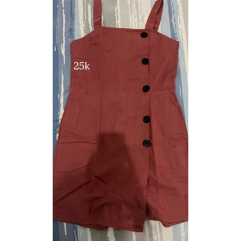 Dress Overall Merah Bata