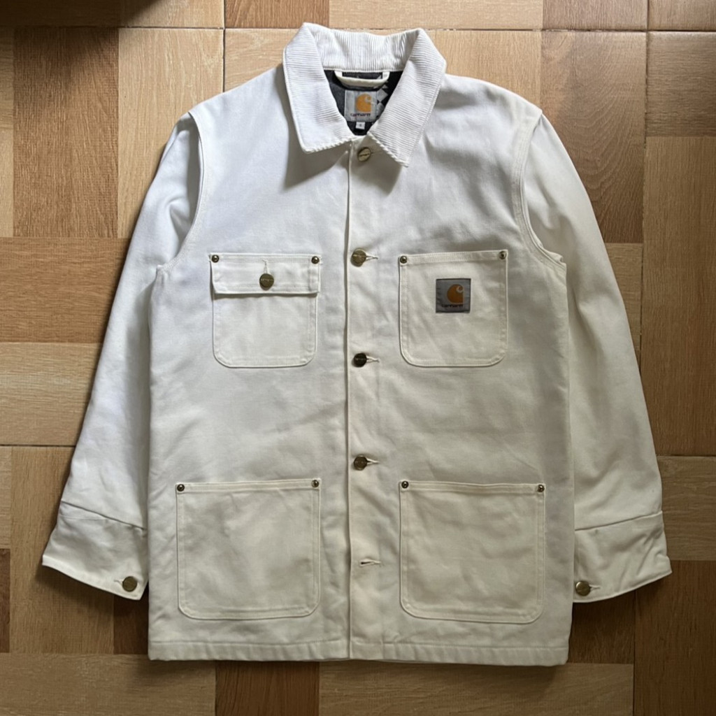 Carhartt WIP Jacket Michigan Chore Coat Broken White Inner Blanket Size S fit M