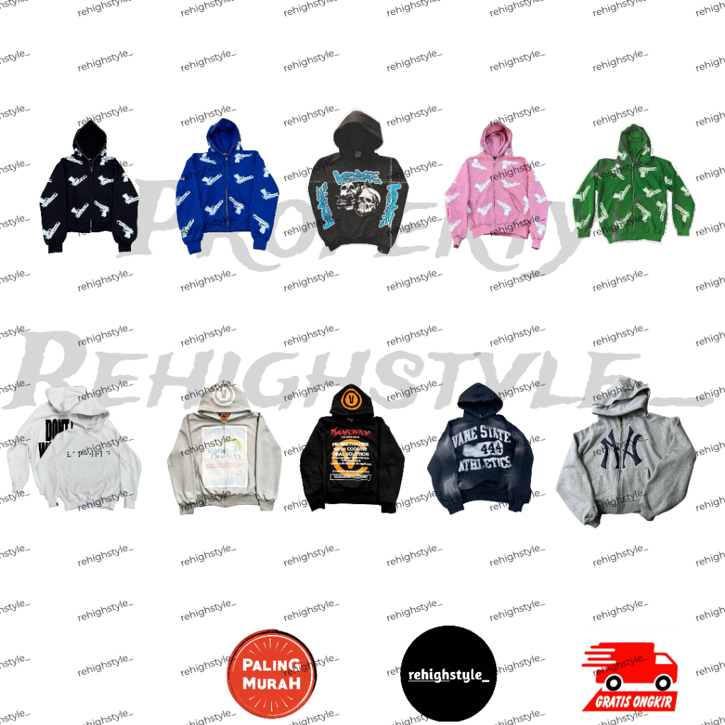 ZIP HOODIE VANE GLOCK BLACK / GLOCK BLUE / GLOCK PINK / GLOCK GREEN / DONT DIE WONDERING / PLAN B / 