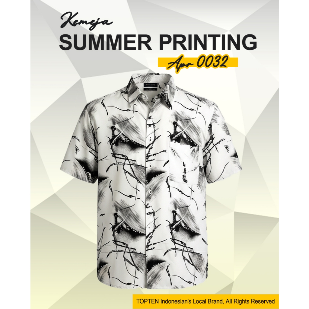 TOPTEN Kemeja Summer Pria Motif Printing Lengan Pendek  APR 0032