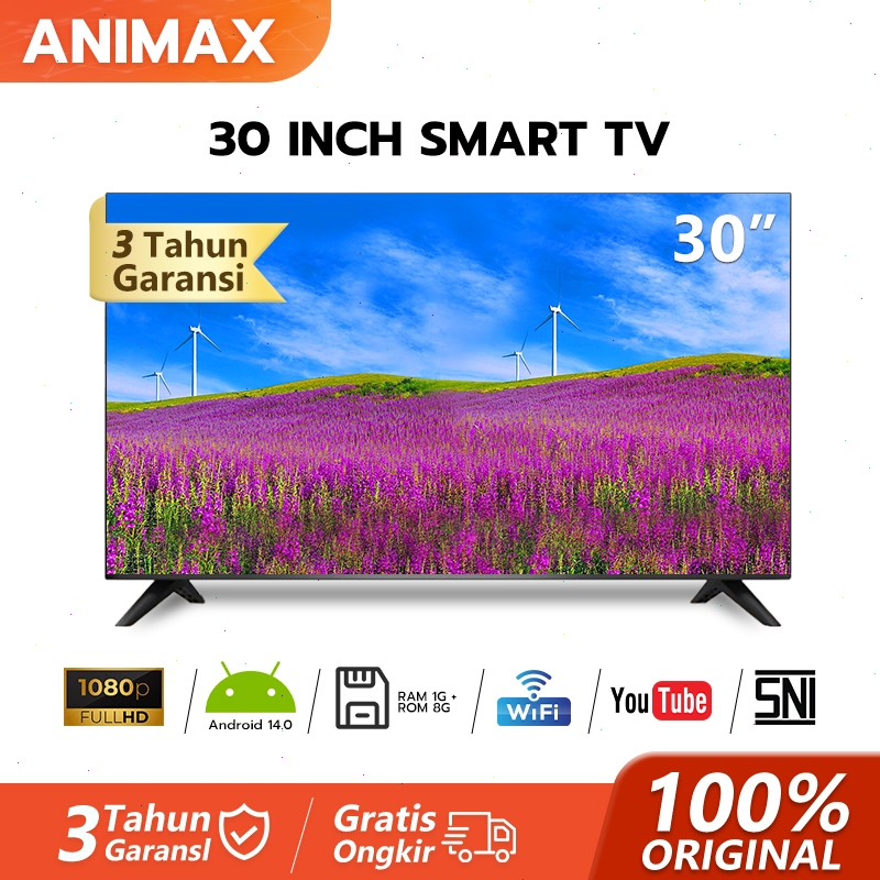 Animax Smart TV Android 27 inch 30 inch TV Smart 30 inch TV LED Digital 24 inch 22 inch Televisi Mur