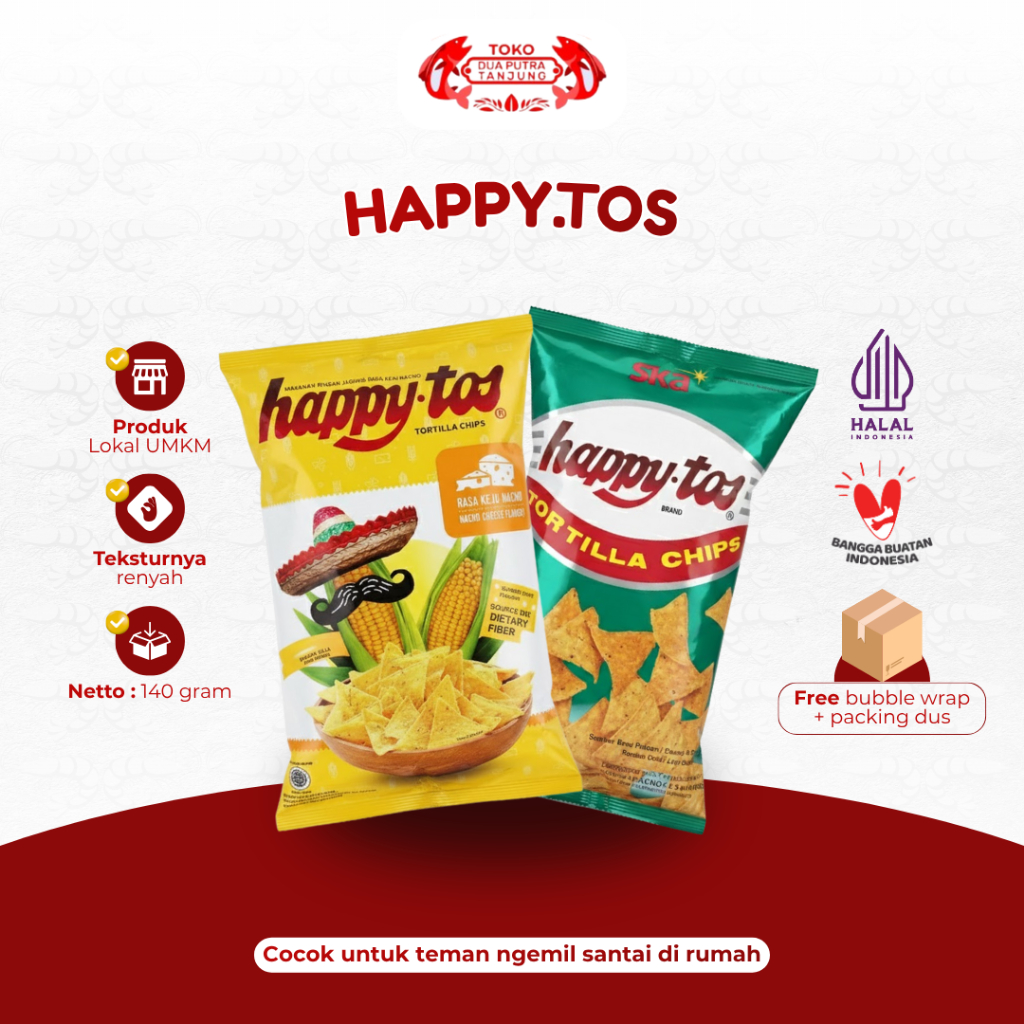 Dua Putra Tanjung Happy Tos Sinar Kencana Agung 140gr Corn Chips Keju Nacho Tortilla Chips