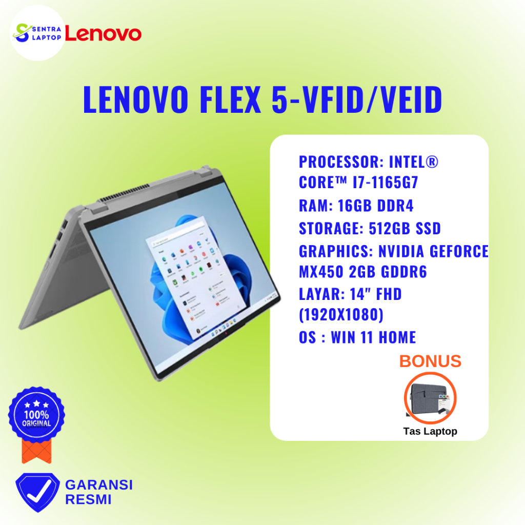 LENOVO IdeaPad Flex 5 14ITL05 - VFID | i7-1165G7 | 16GB | 512GB | MX450 | W11