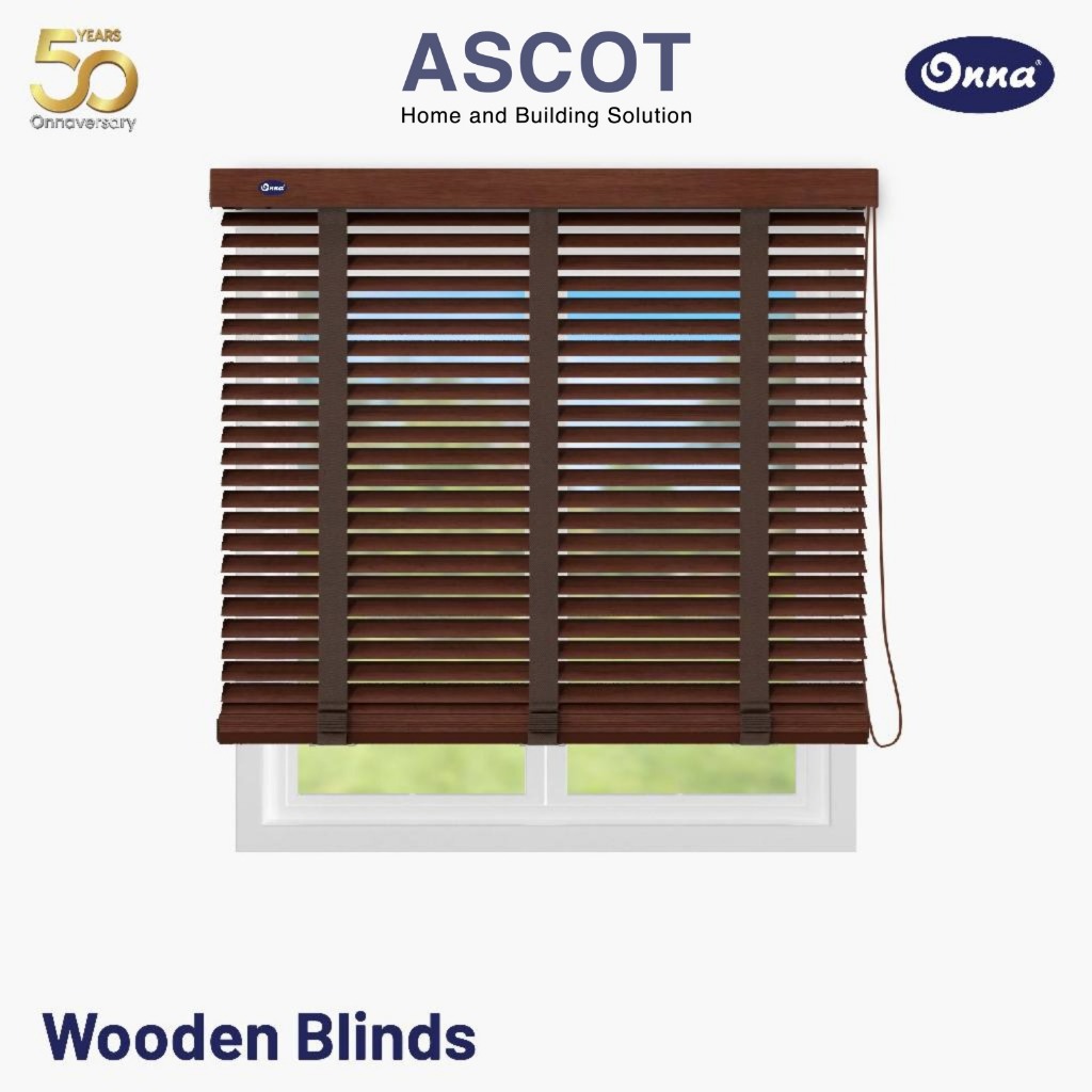 ONNA Wooden Blind Gorden / Tirai Gulung Lipat Jendela Minimalis Motif Kayu Alami (Ukuran Custom)