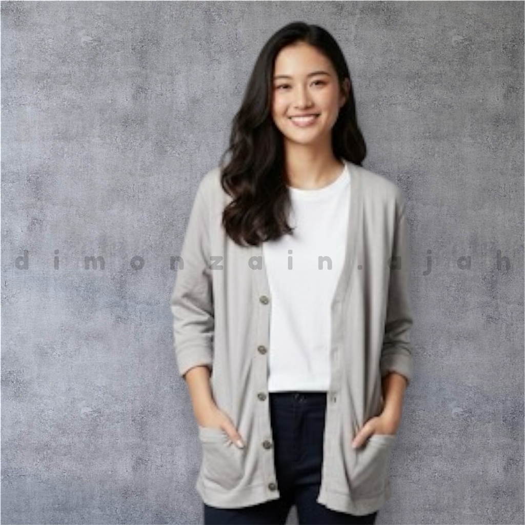 Uniqlo Cardigan Light Grey - preloved