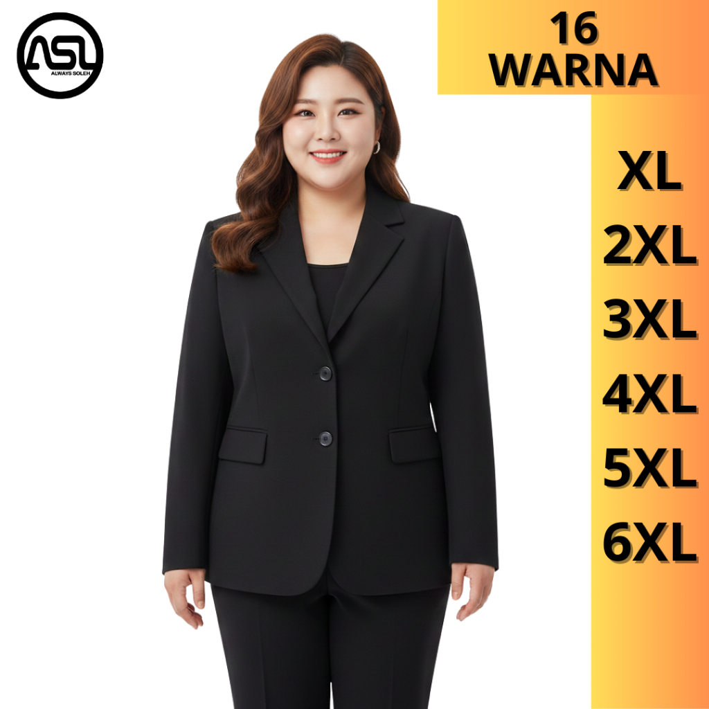 Blazer Jumbo Wanita Formal Kancing 2 Premium / Jas Wanita Formal Jumbo / Blazer Cewek Jumbo