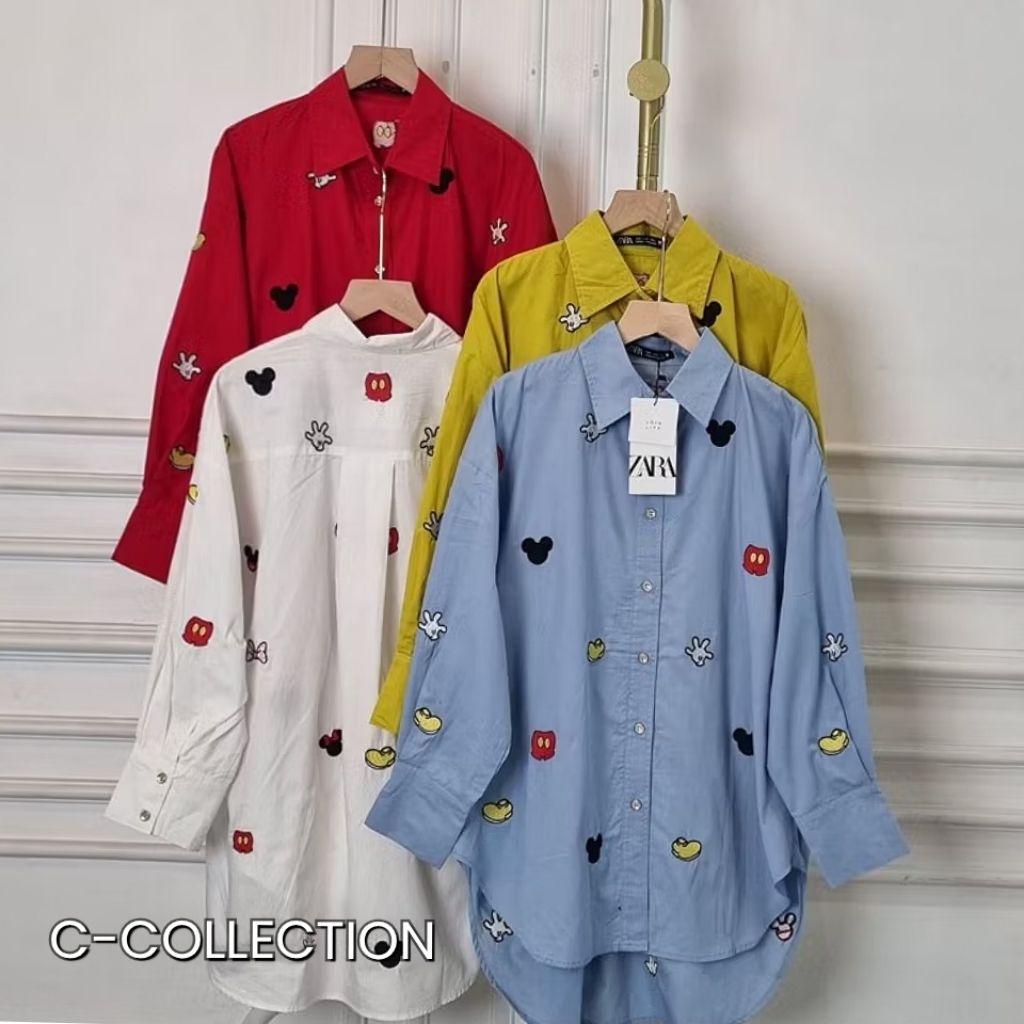ATASAN KEMEJA BORDIR MICKEY/KEMEJA ZARA BORDIR