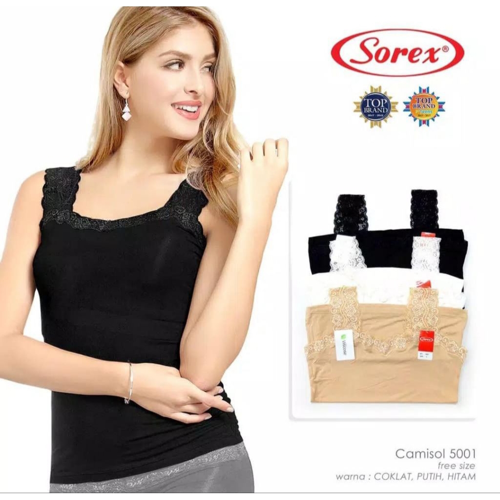 tengtop renda sorex / kaos dalam sorex renda /camisol renda