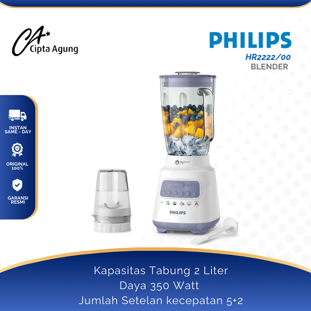PHILIPS BLENDER KACA 2 LITER - 5000 SERIES PHILIPS BLENDER HR2222/00  HR-2222 HR2222 HR 2222 - BLEND