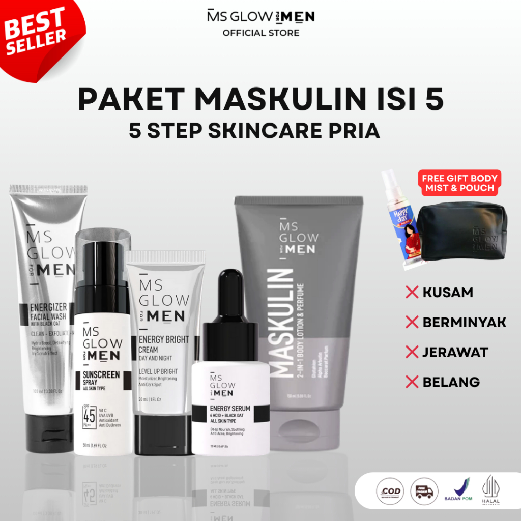 MS Glow Men isi 5 I Paket Maskulin ms glow men I skincare pria 1 set lengkap I ms glow men maskulin