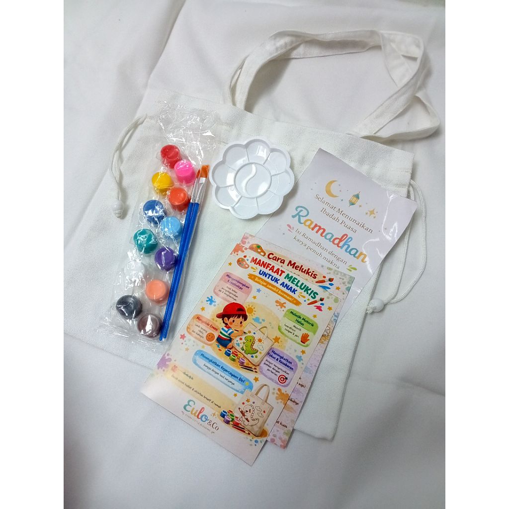 Eulo&Co Hampers Ramadhan Anak | Totebag Painting Kit | Melukis Tas | Totebag Lukis DIY + Cat Akrilik