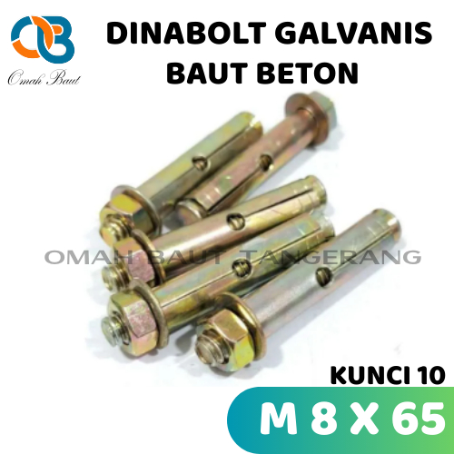 Dynabolt M8x65 / Dinabolt M8 x 65 / Baut Beton 8x65 Galvanis Kuning 3124
