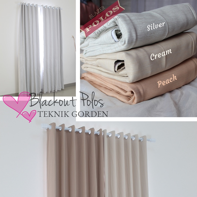 Gorden Blackout blazer polos PEACH SILVER CREAM jendela pintu minimalis tirai