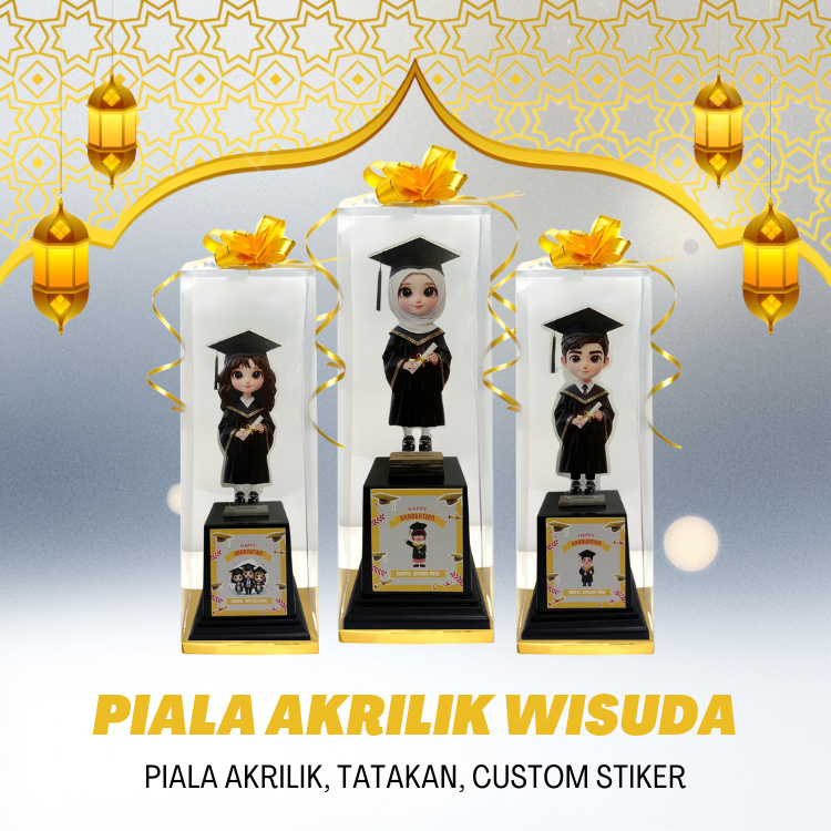 Piala Akrilik Wisuda Sarjana hadiah souvenir untuk wisuda custom stiker