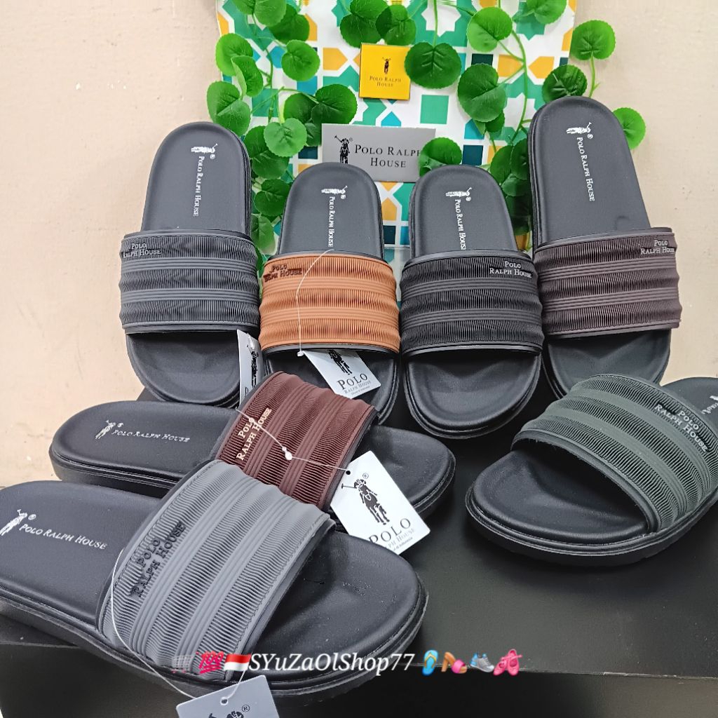 [Bisa COD/100% Original/Art PUERTO] Sandal Pria POLO RALPH HOUSE/Sandal Casual Pria/Sandal Slide/San